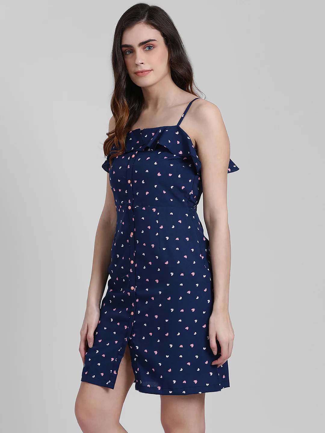 Blue Printed Bodycon Dress - Image 2