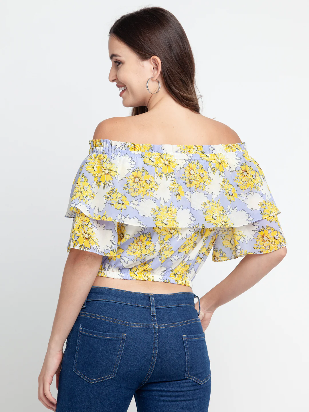 Blue Printed Elasticated Top - Image 4
