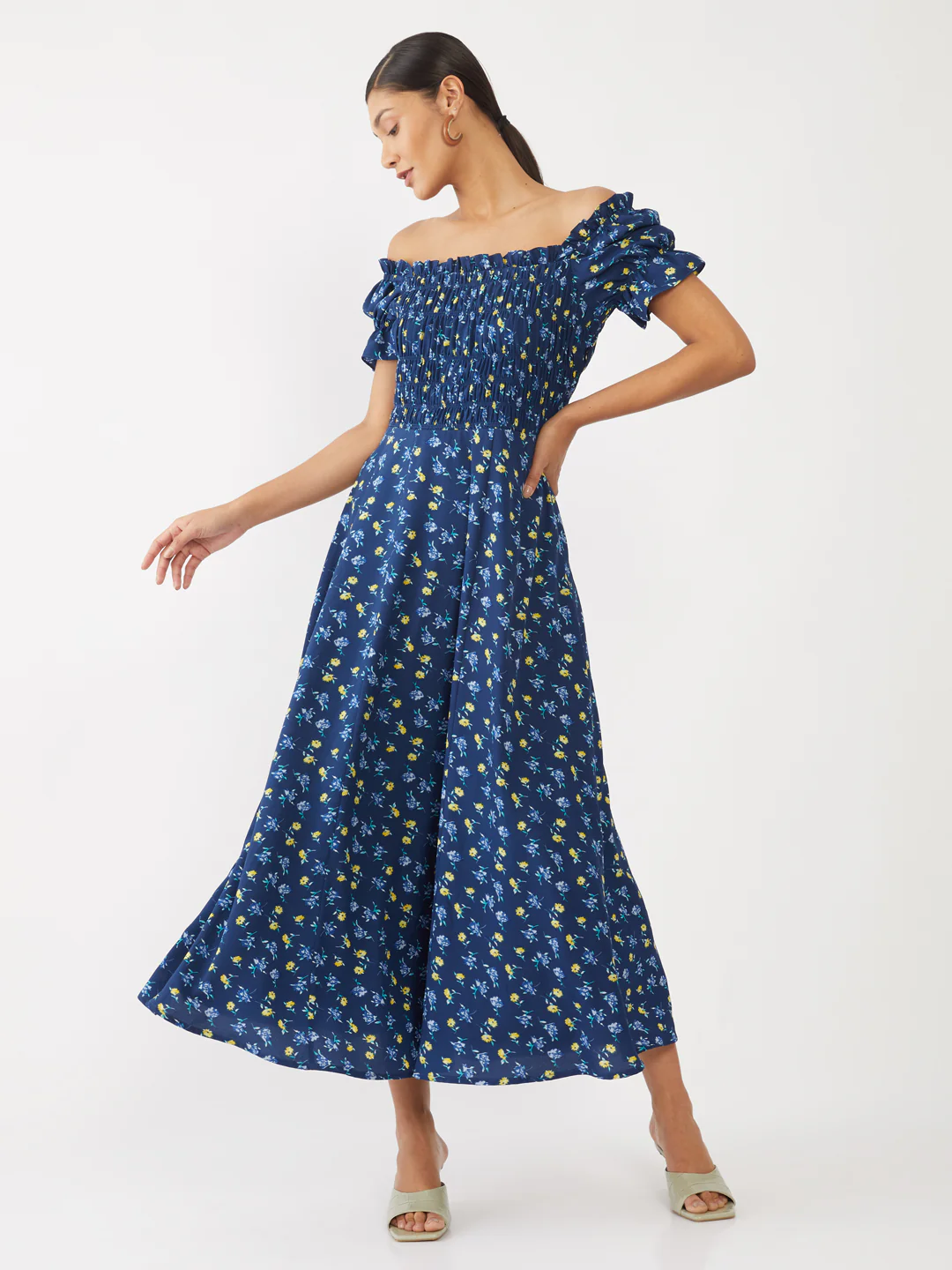 Blue Printed Elasticated Maxi - Image 2