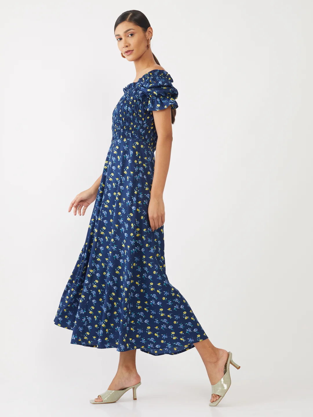 Blue Printed Elasticated Maxi - Image 3