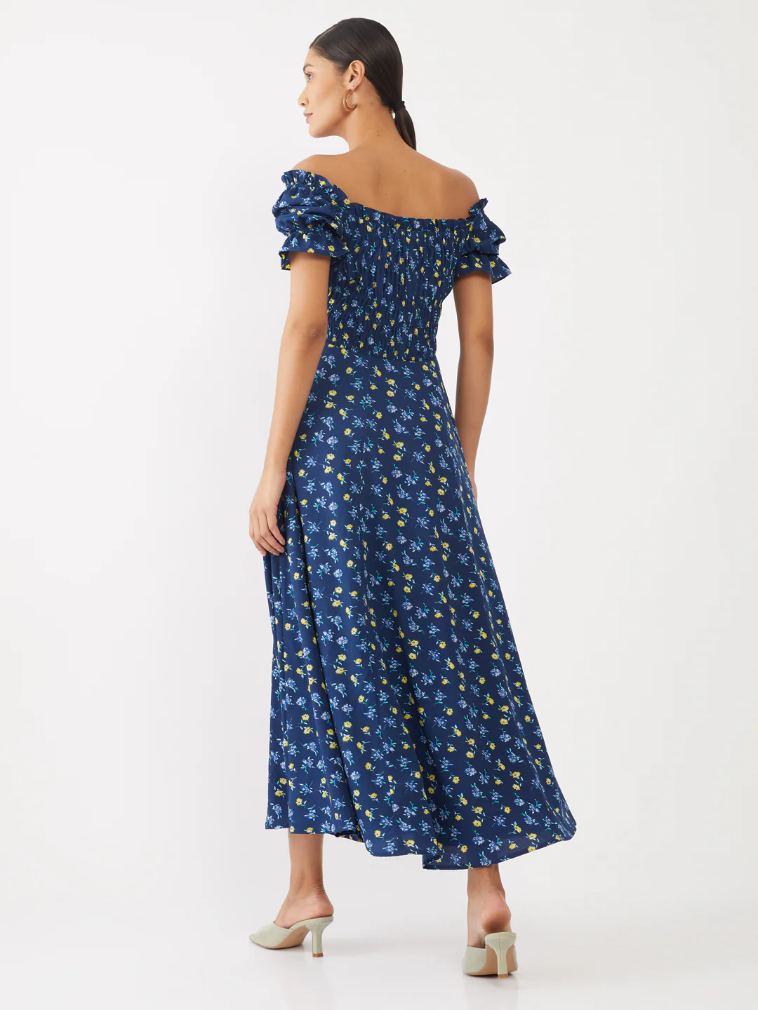 Blue Printed Elasticated Maxi - Image 4