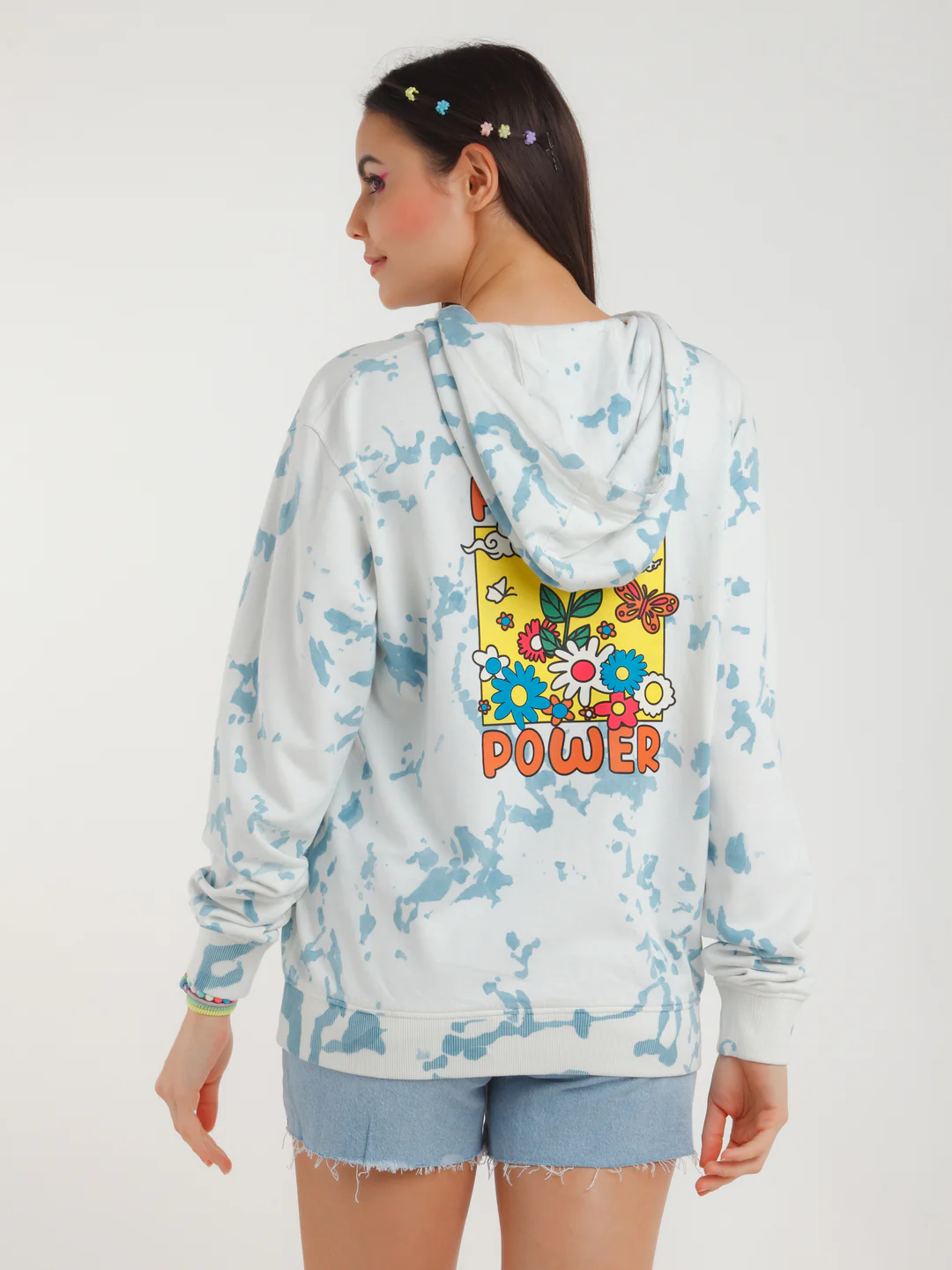 Blue Printed Hoodie - Image 4