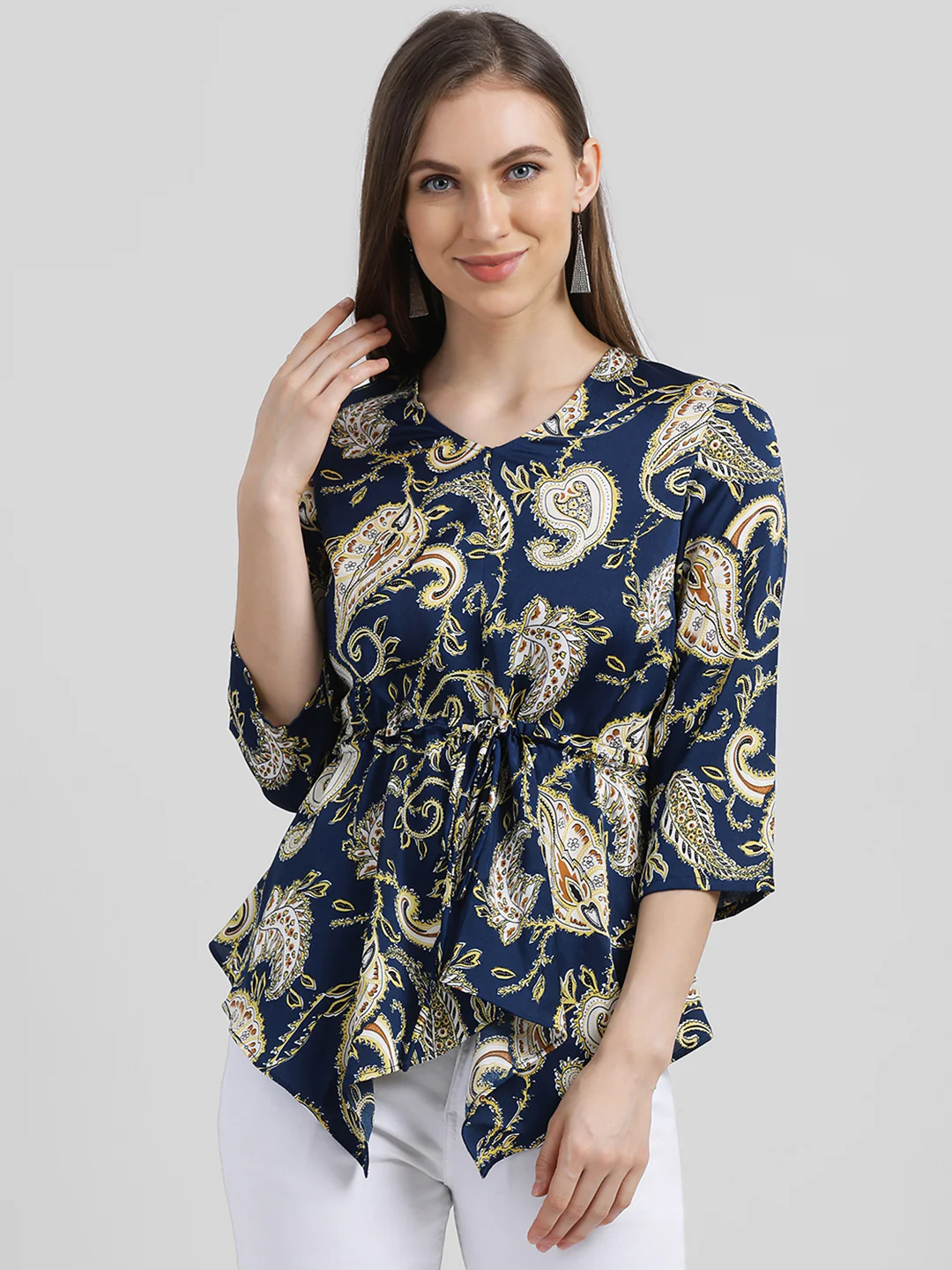 Blue Printed Kaftan Top
