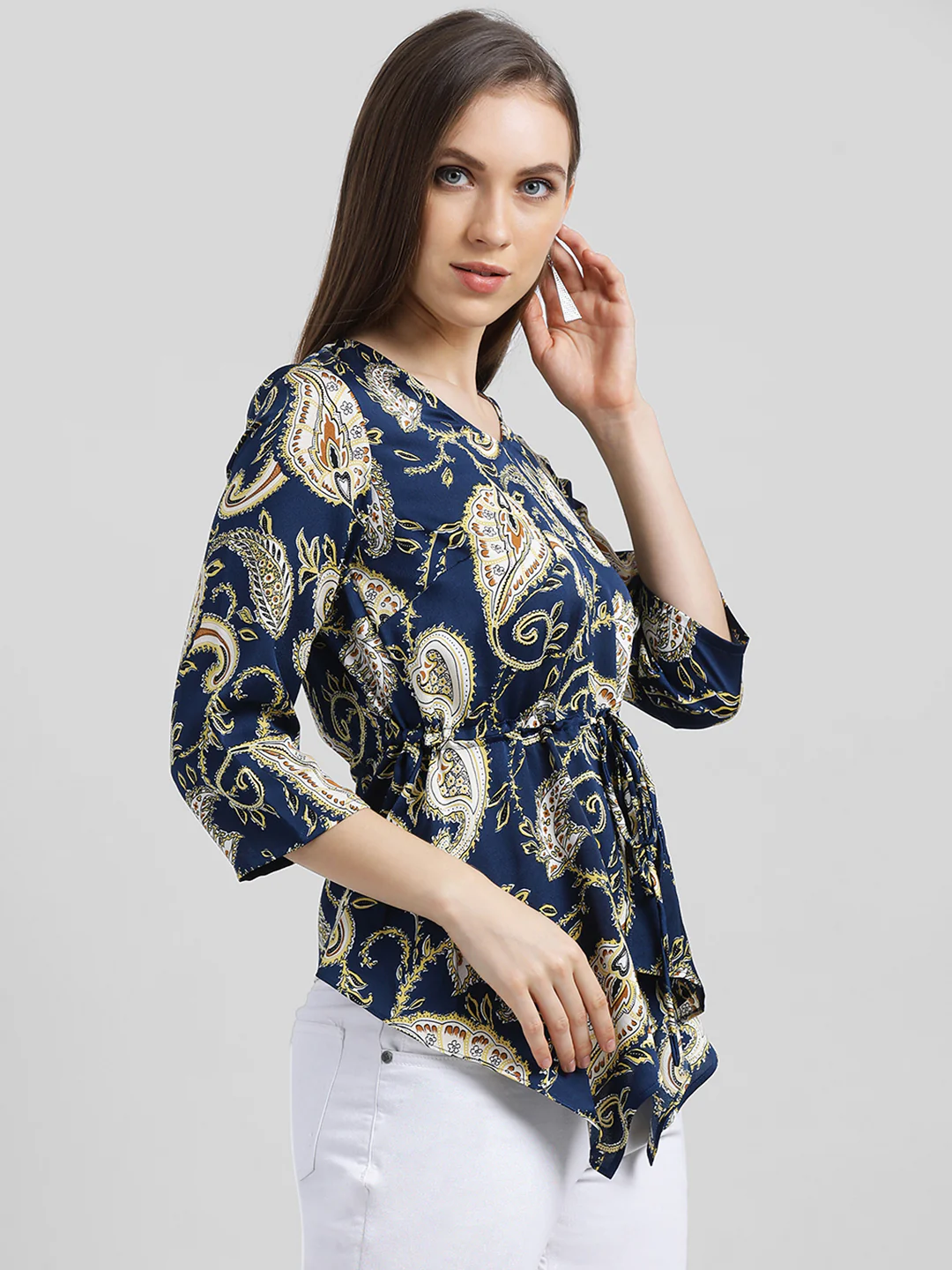 Blue Printed Kaftan Top - Image 3