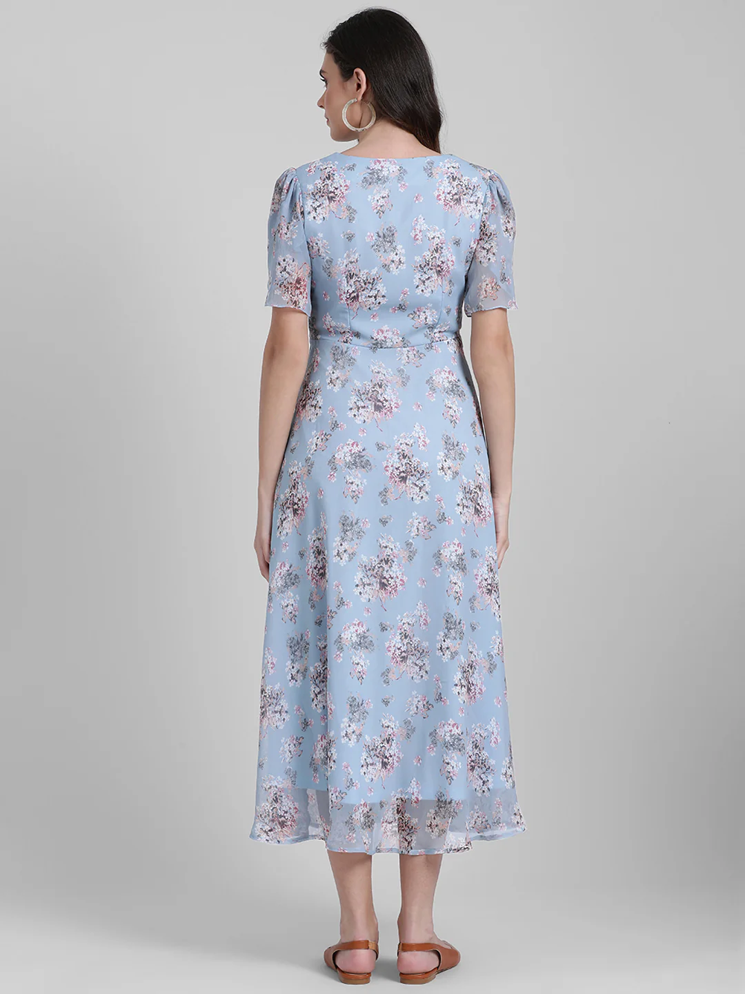 Blue Printed Maxi Dress - Image 4