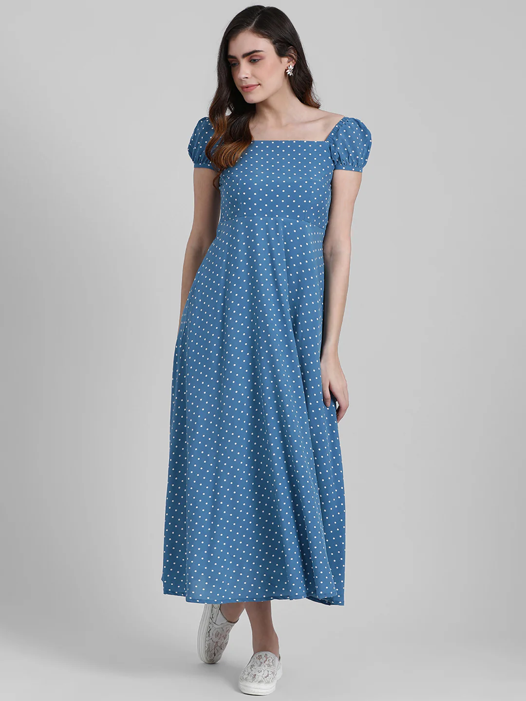 Blue Printed Maxi Dress - Image 4
