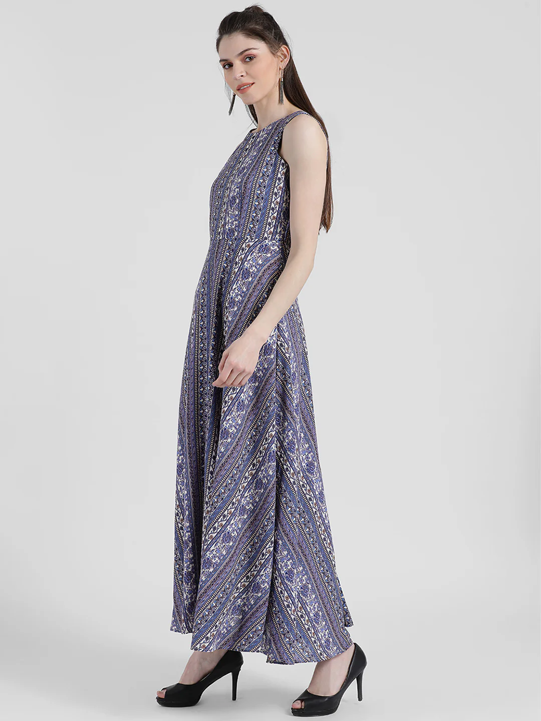 Blue Bohemian A-Line Maxi Dress - Image 2