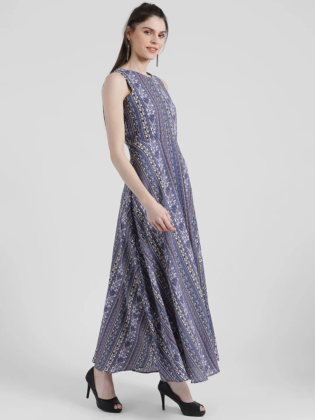 Blue Bohemian A-Line Maxi Dress - Image 3