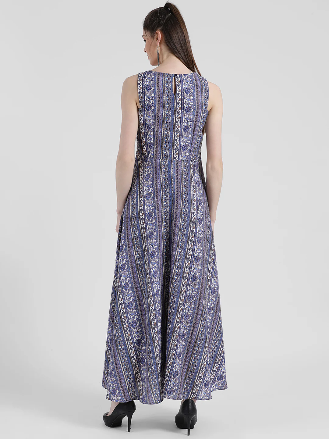 Blue Bohemian A-Line Maxi Dress - Image 4