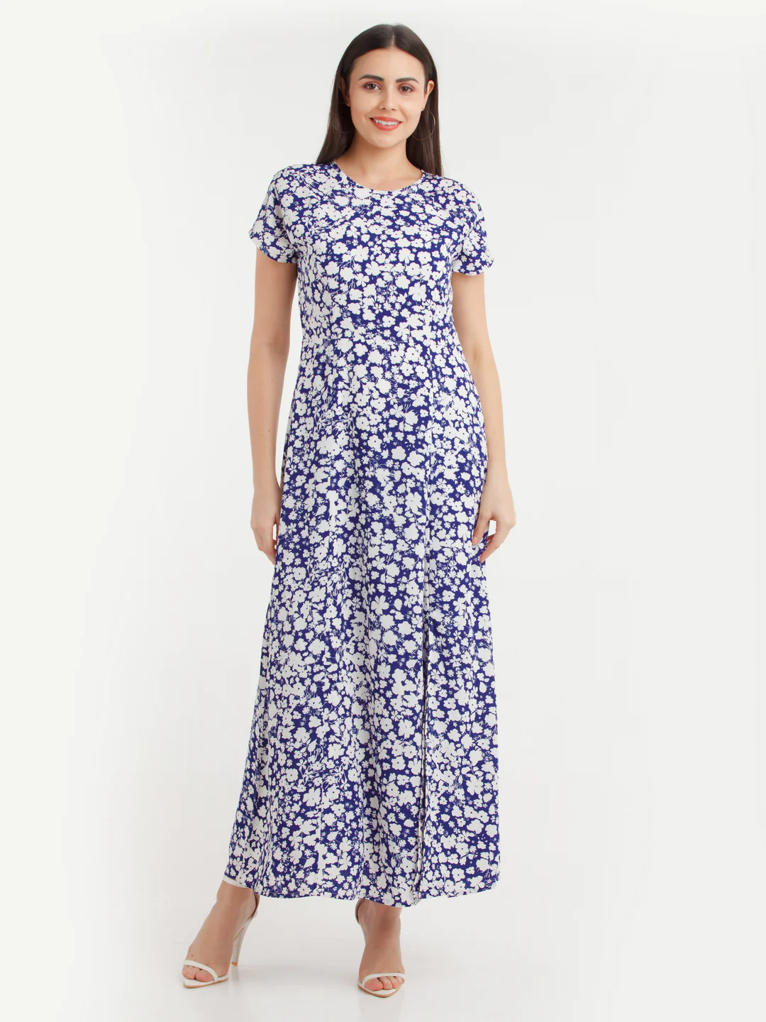 Blue Printed Maxi Dress - Image 2