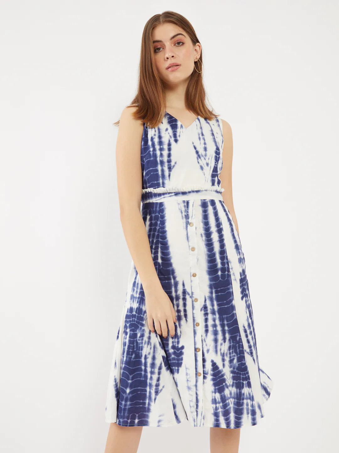 Blue Printed Midi Dress