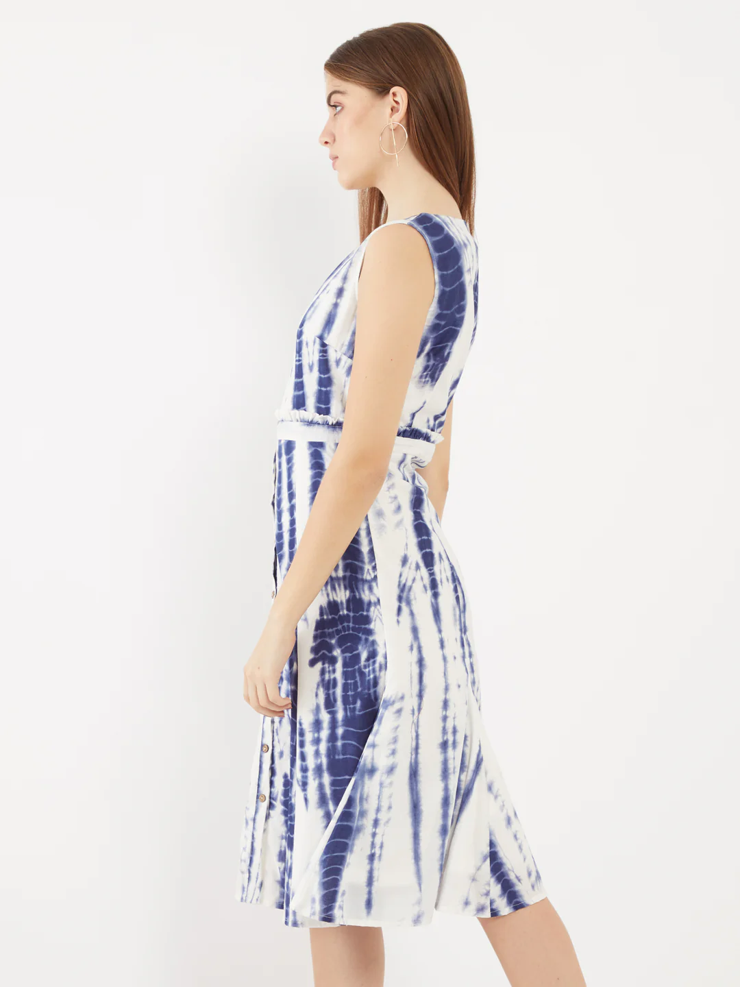 Blue Printed Midi Dress - Image 3