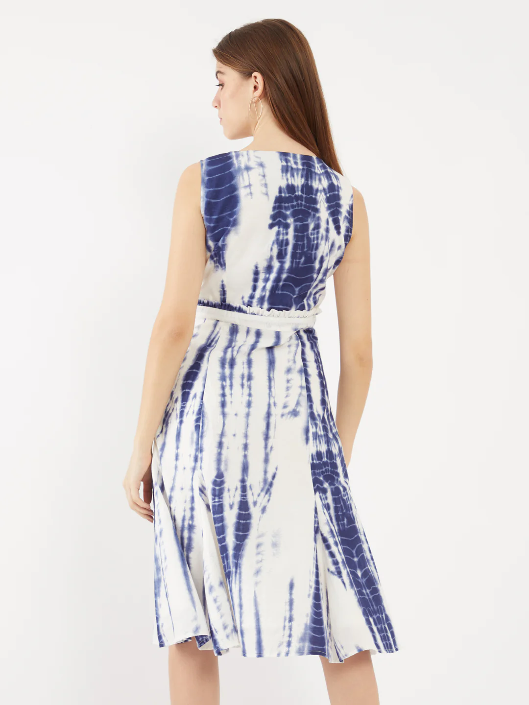 Blue Printed Midi Dress - Image 4