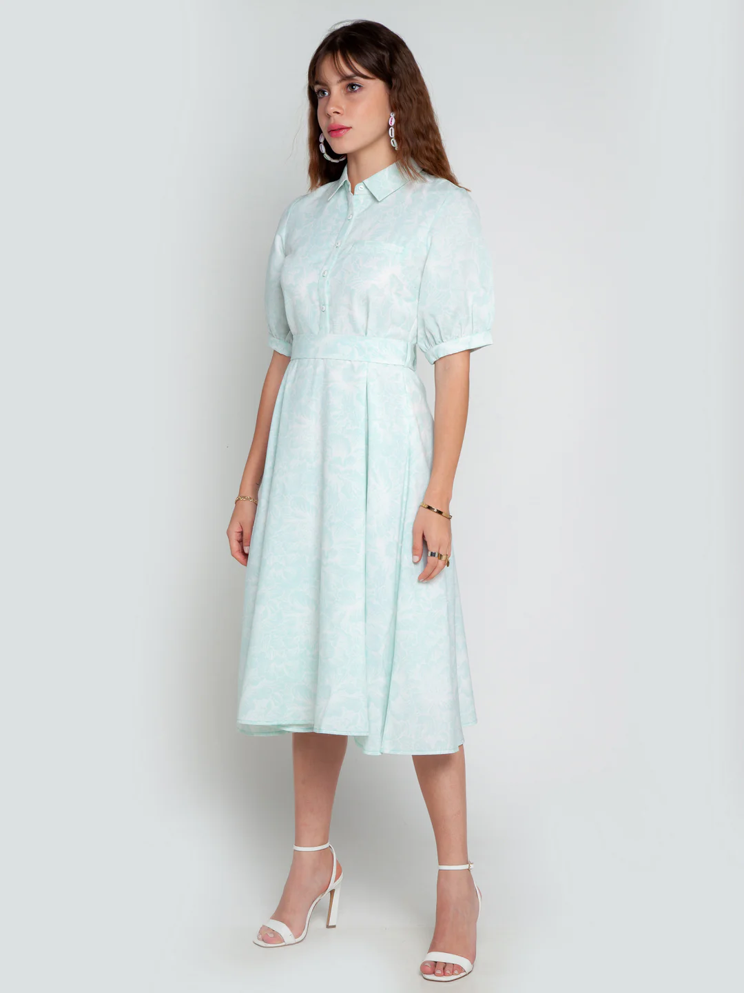 Blue Printed Midi Dress - Image 3