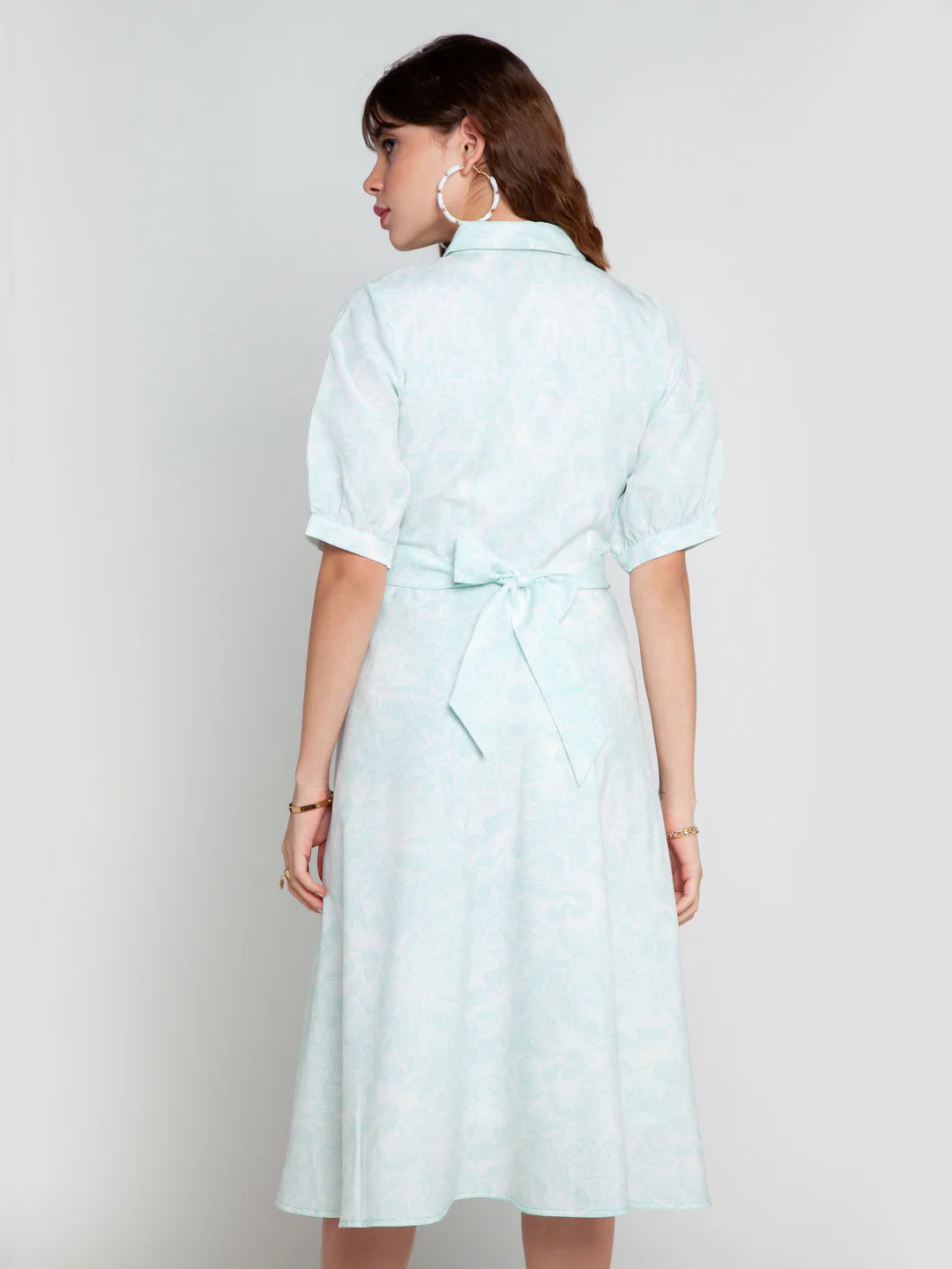 Blue Printed Midi Dress - Image 4