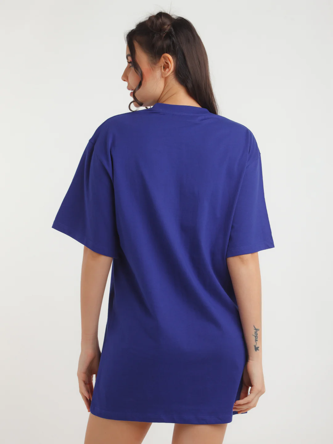 Blue Printed Mini Dress - Image 4