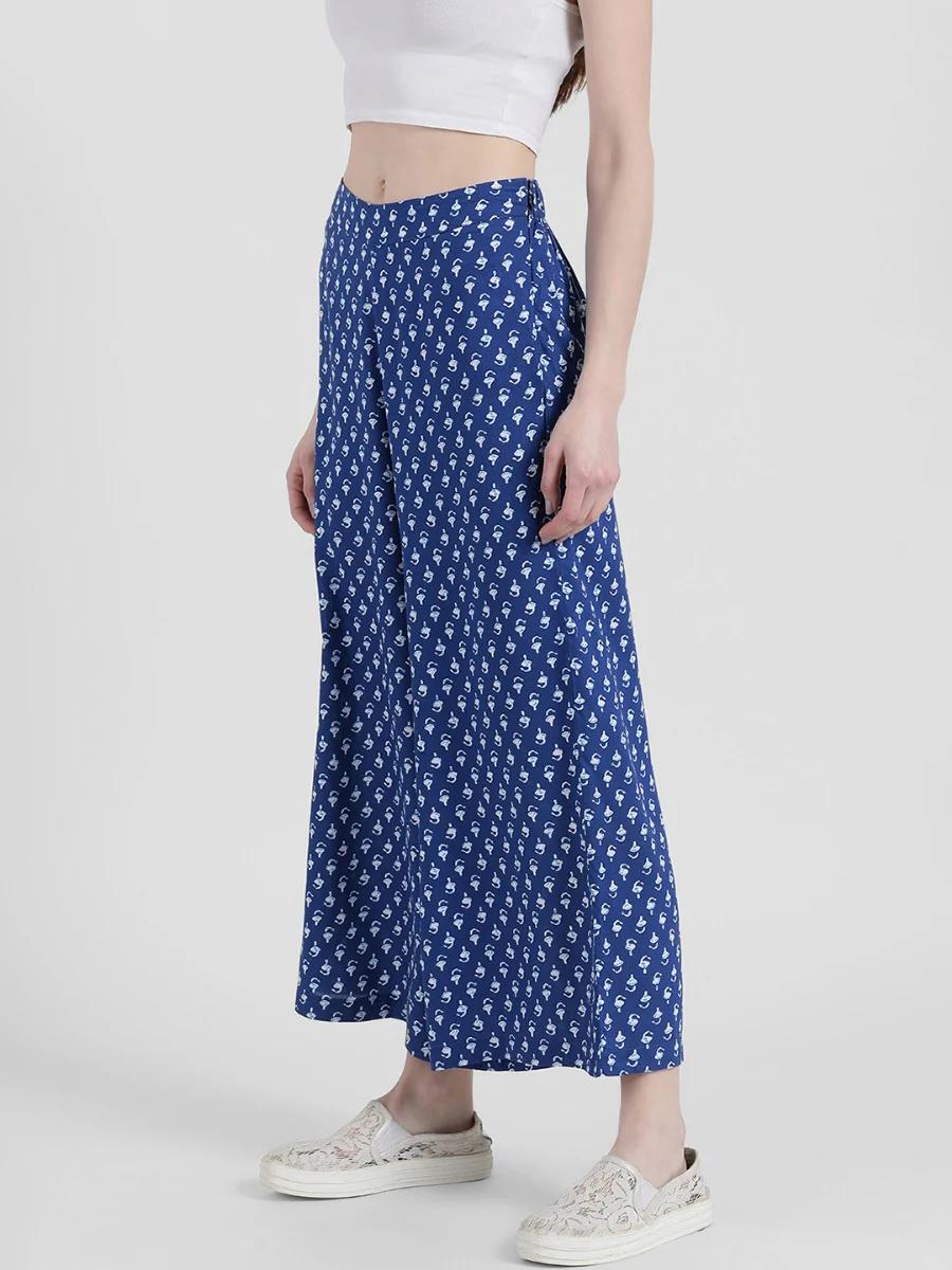 Blue Printed Palazzo - Image 2