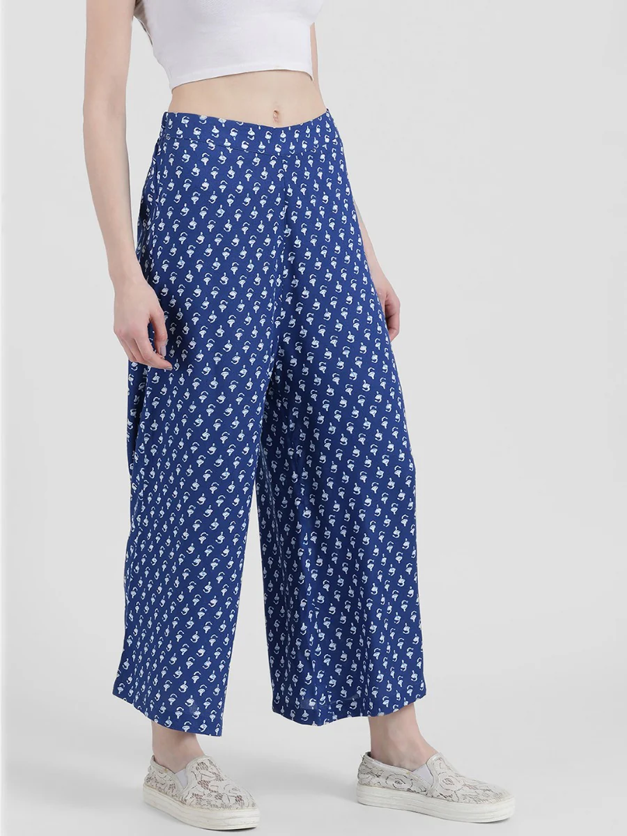 Blue Printed Palazzo - Image 3