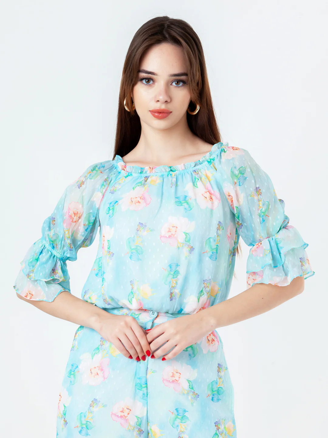 Blue Printed Regular Top - Image 3