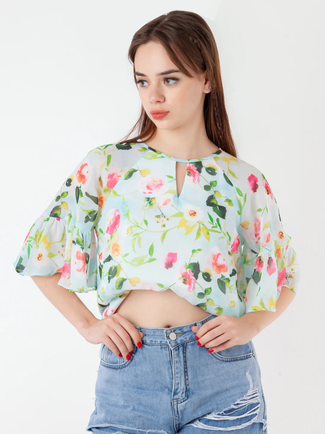 Blue Printed Regular Top - Image 3