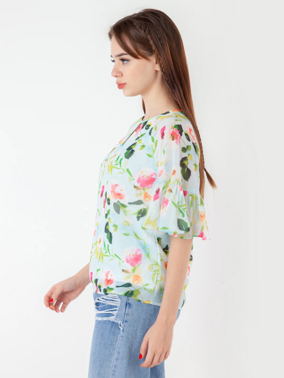 Blue Printed Regular Top - Image 4