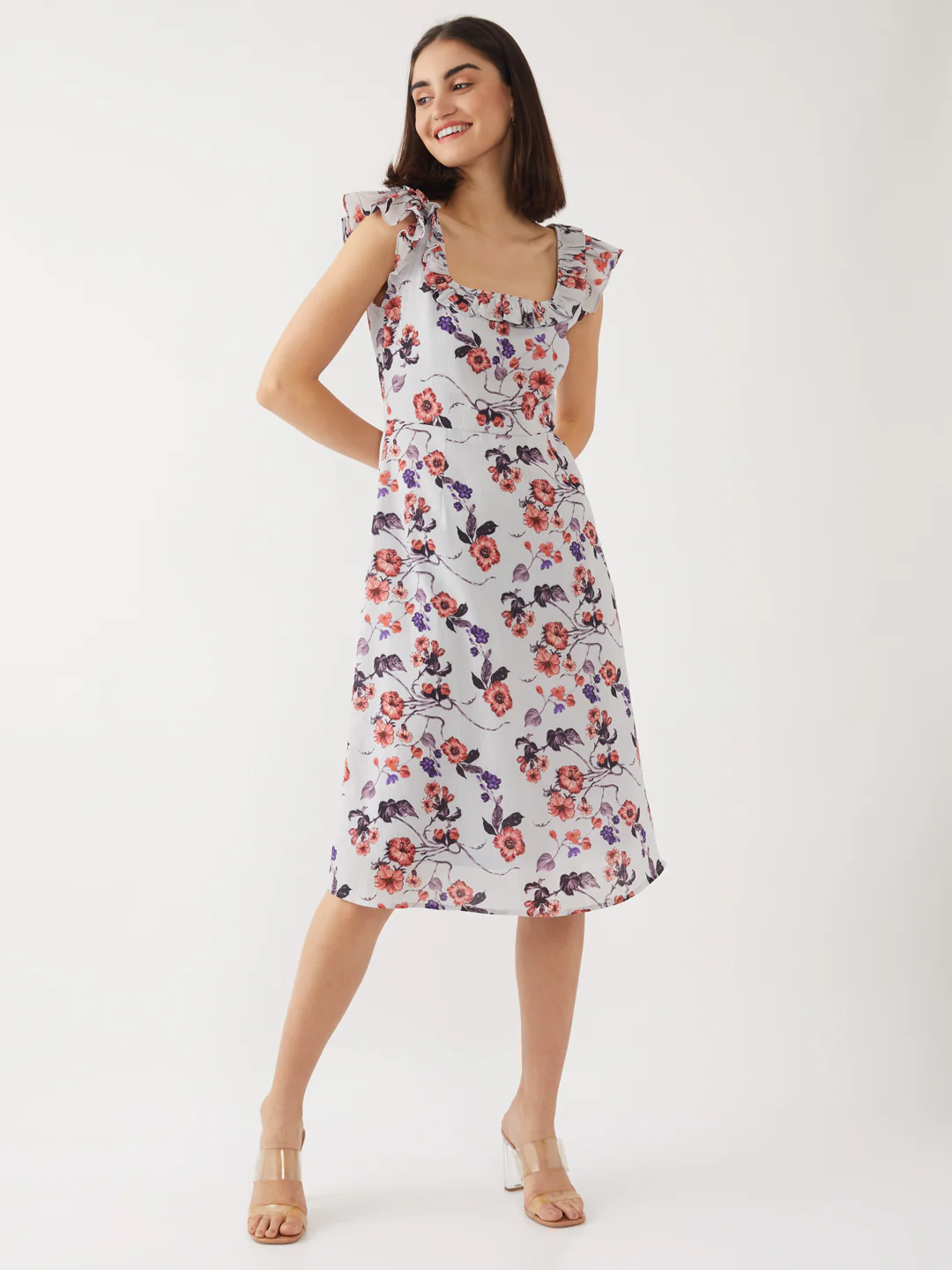 Blue Printed Ruffled Midi - Image 2