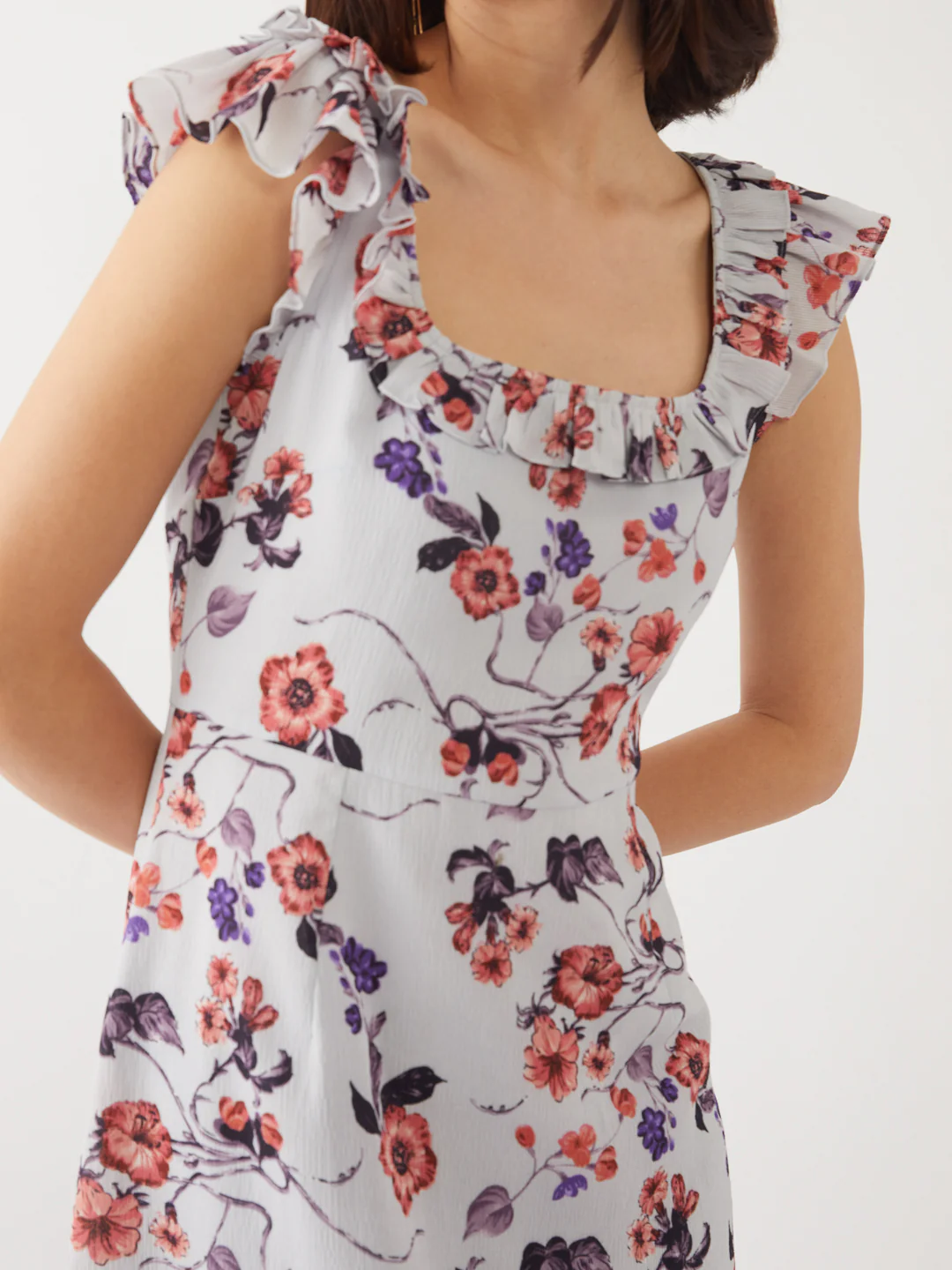 Blue Printed Ruffled Midi - Image 5