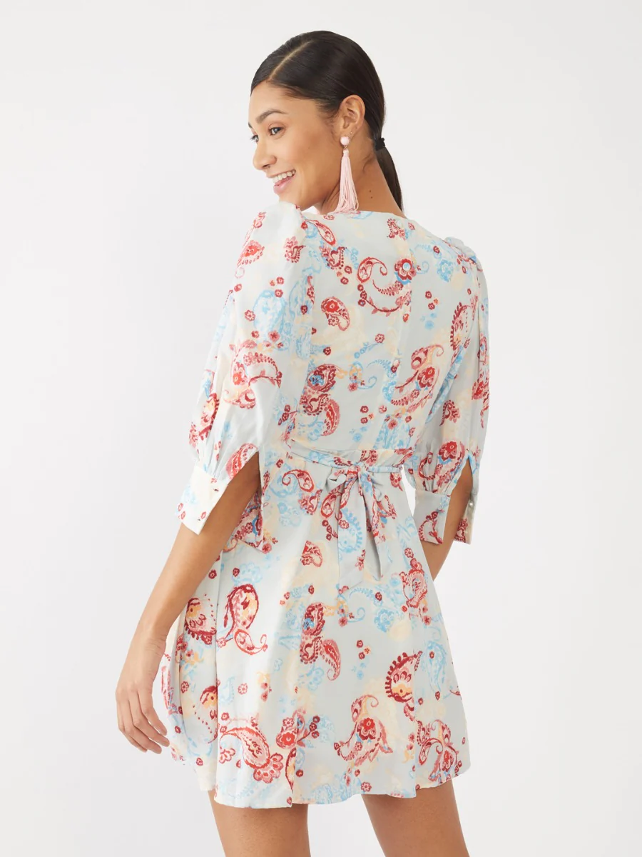 Blue Printed Short Dress - Image 4