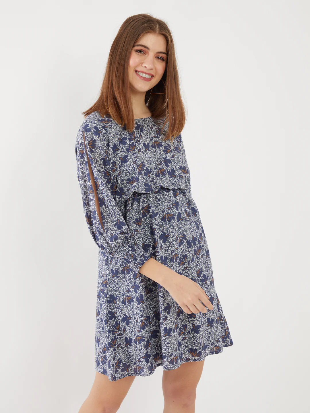 Blue Printed Short Dress - Image 2