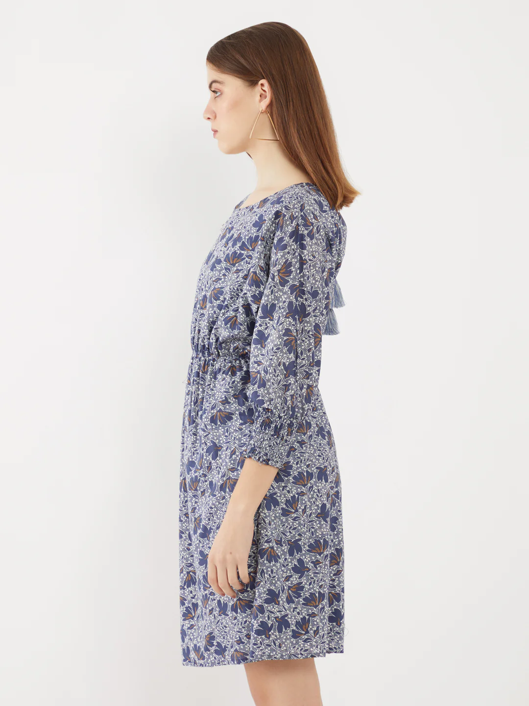 Blue Printed Short Dress - Image 3