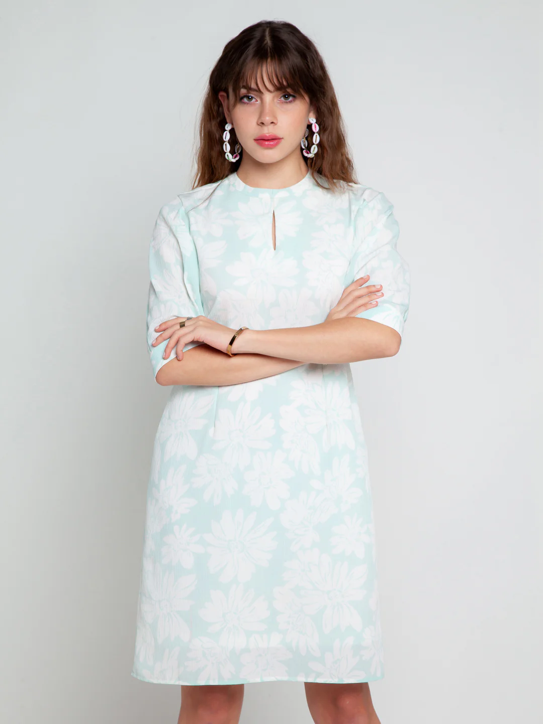 Blue Printed Short Dress - Image 2