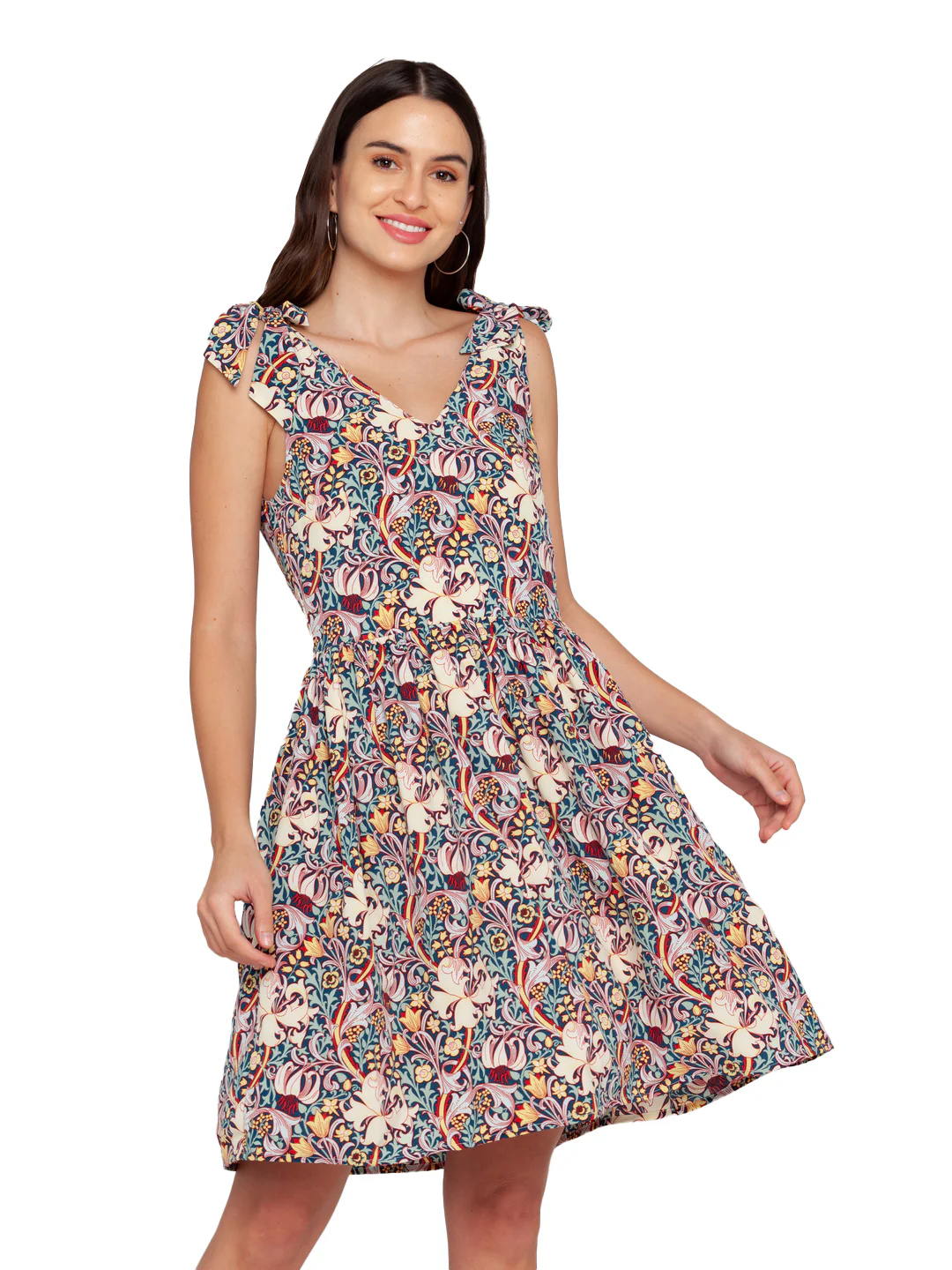 Blue Printed Short Dress - Image 4