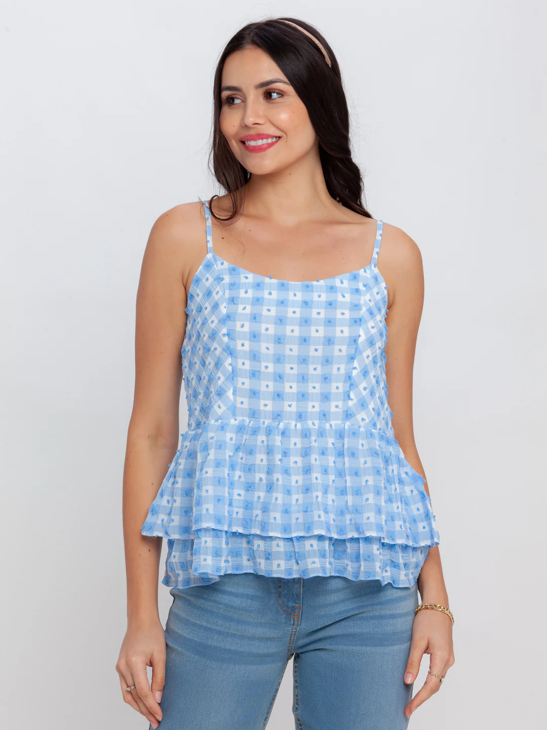 Blue Printed Strappy Top - Image 2