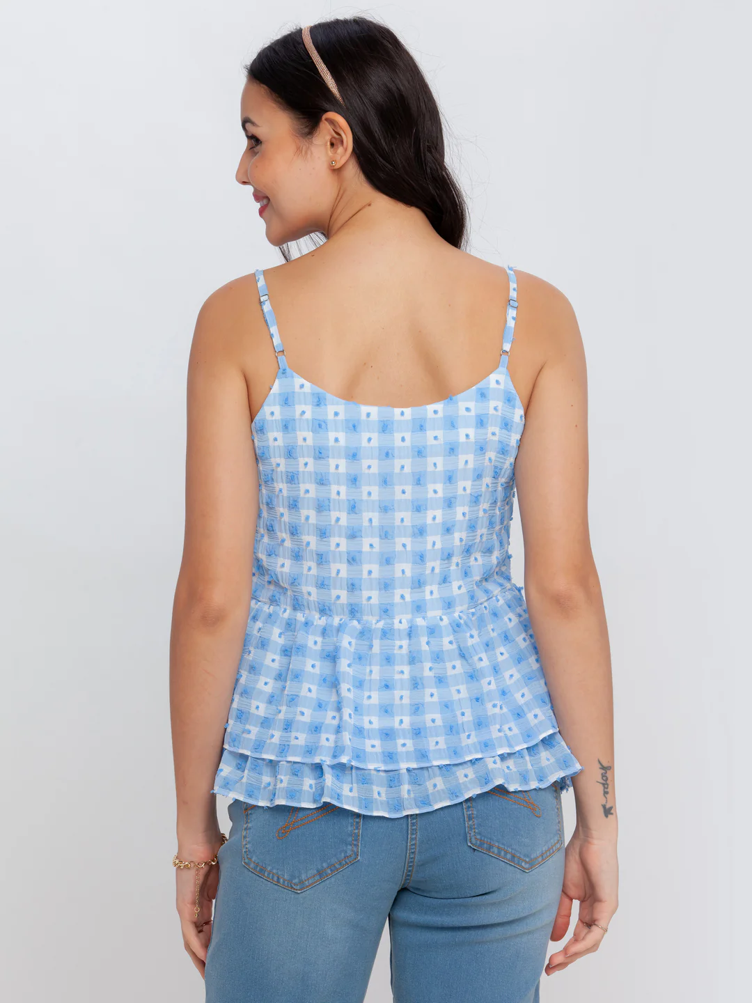 Blue Printed Strappy Top - Image 4