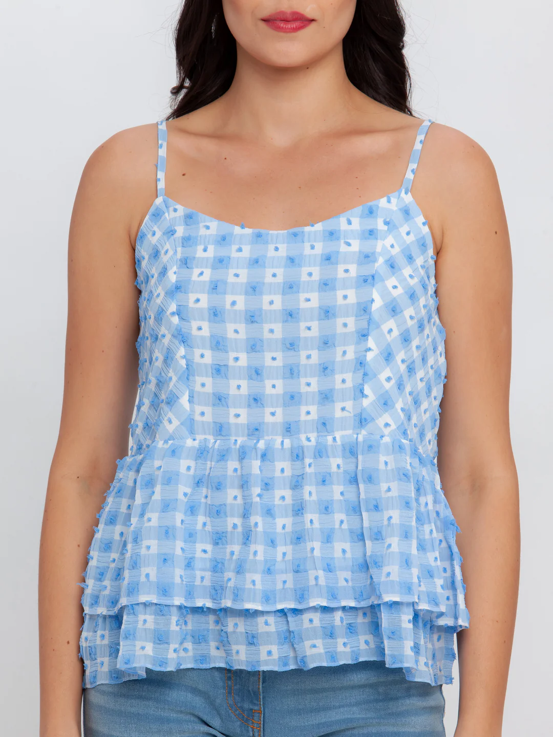 Blue Printed Strappy Top - Image 6