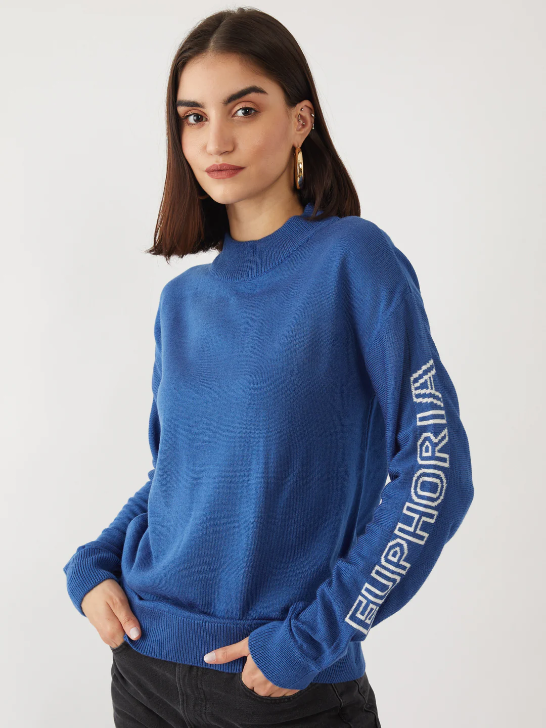 Blue Printed Sweater - Image 2