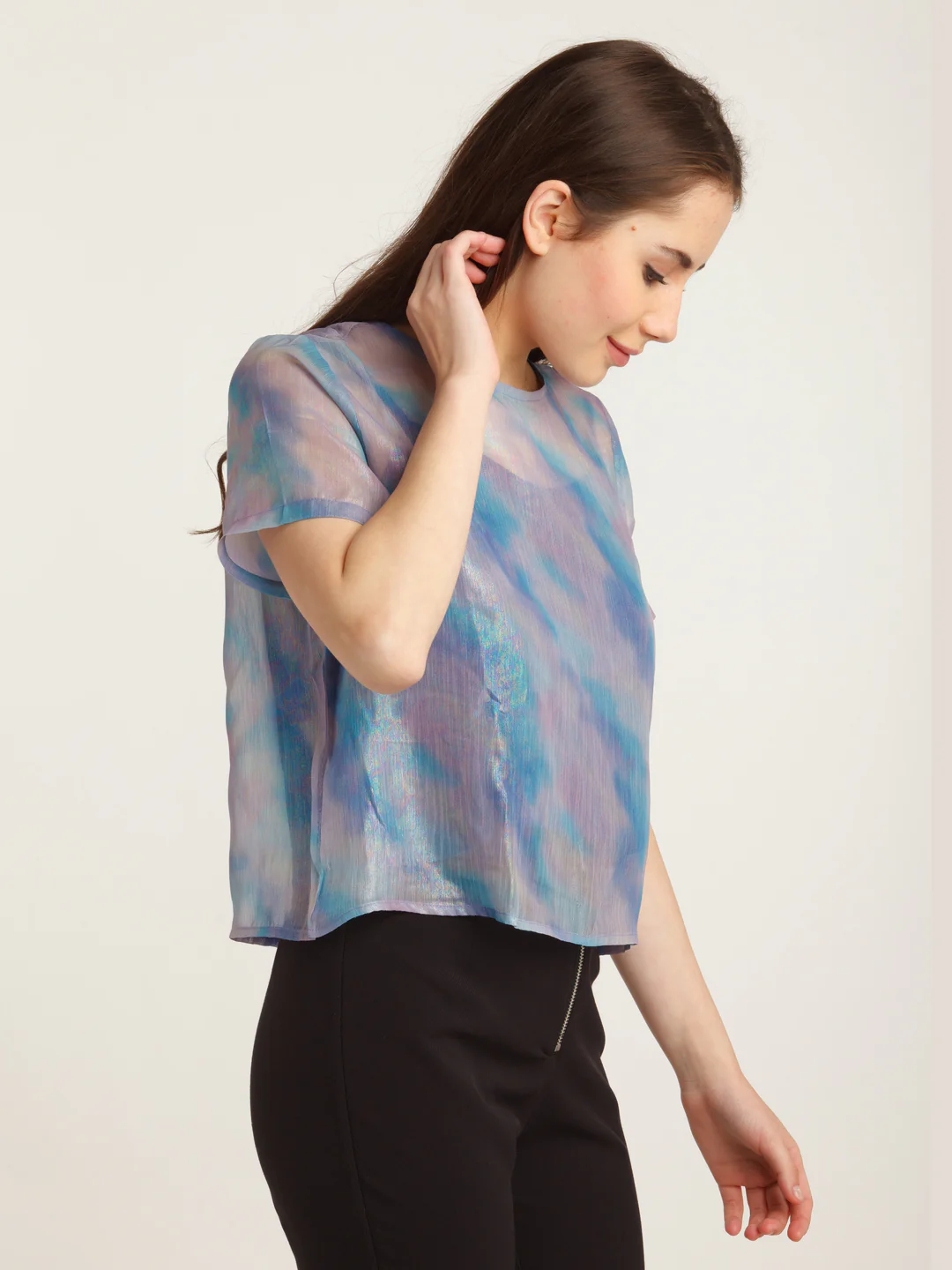Blue Printed Top - Image 3