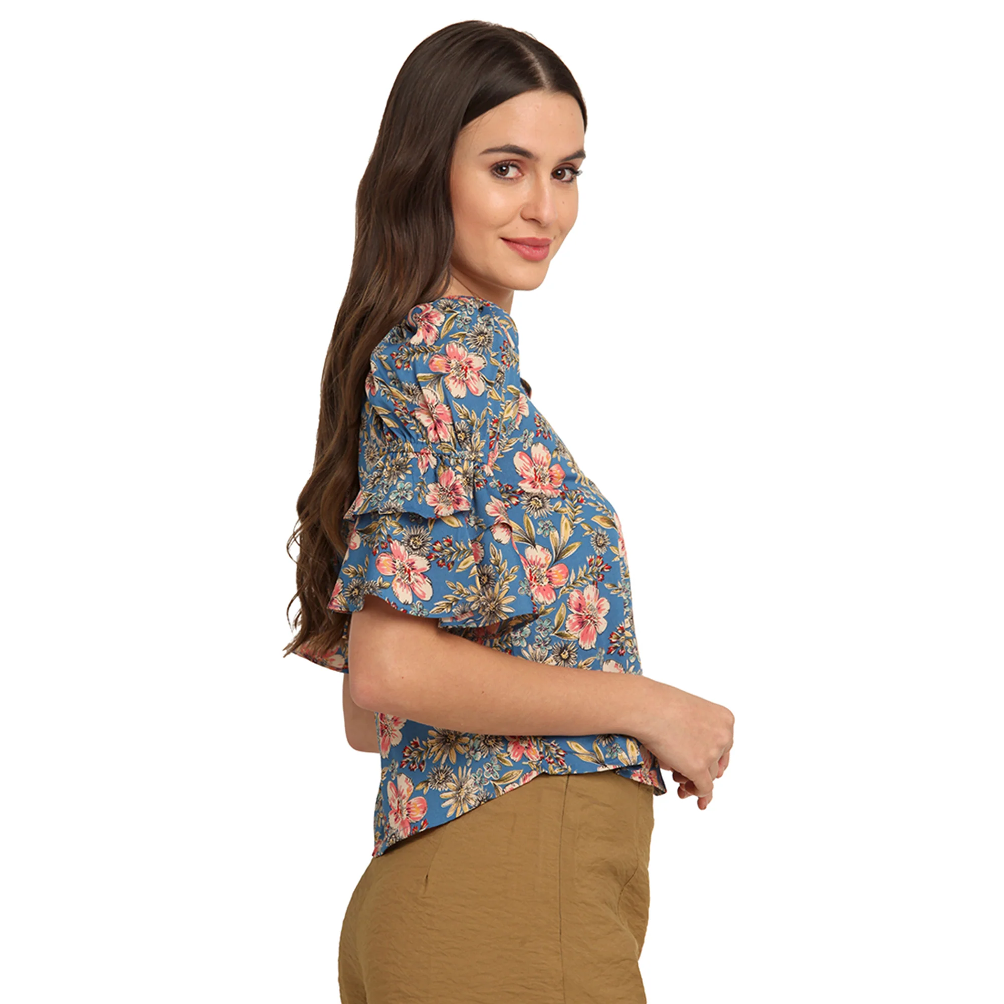 Blue Printed Tie-Up Top - Image 7