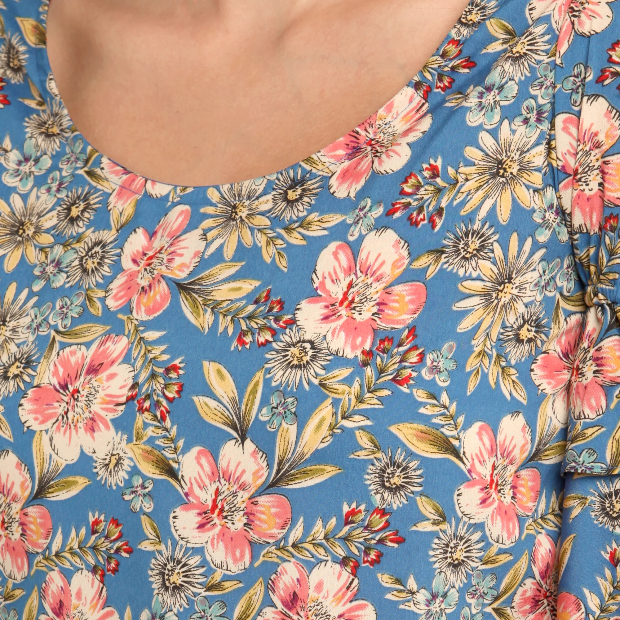 Blue Printed Tie-Up Top - Image 9