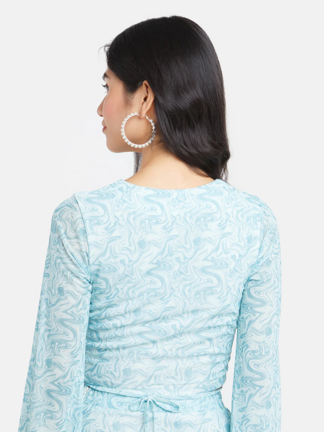Blue Printed Tie-Up Top - Image 4