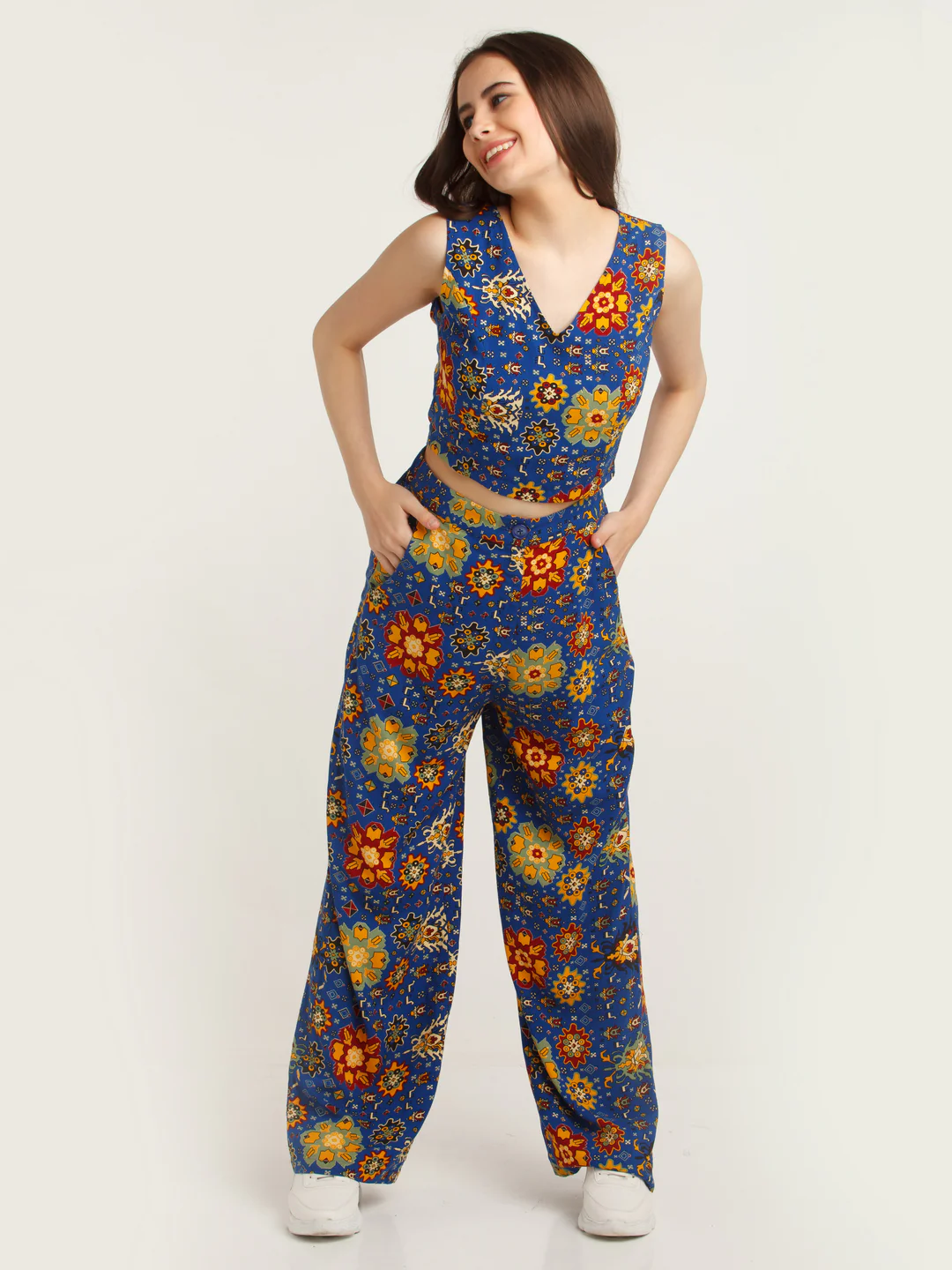 Blue Printed Trouser - Image 5
