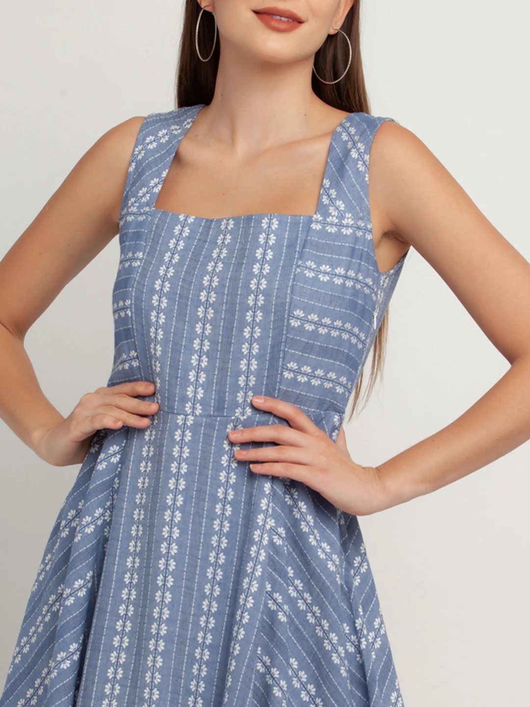 Blue Self Design Short Dress - Image 6