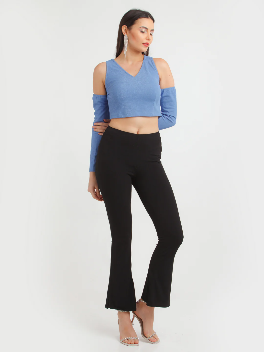 Blue Shimmer Cut Out Top - Image 5