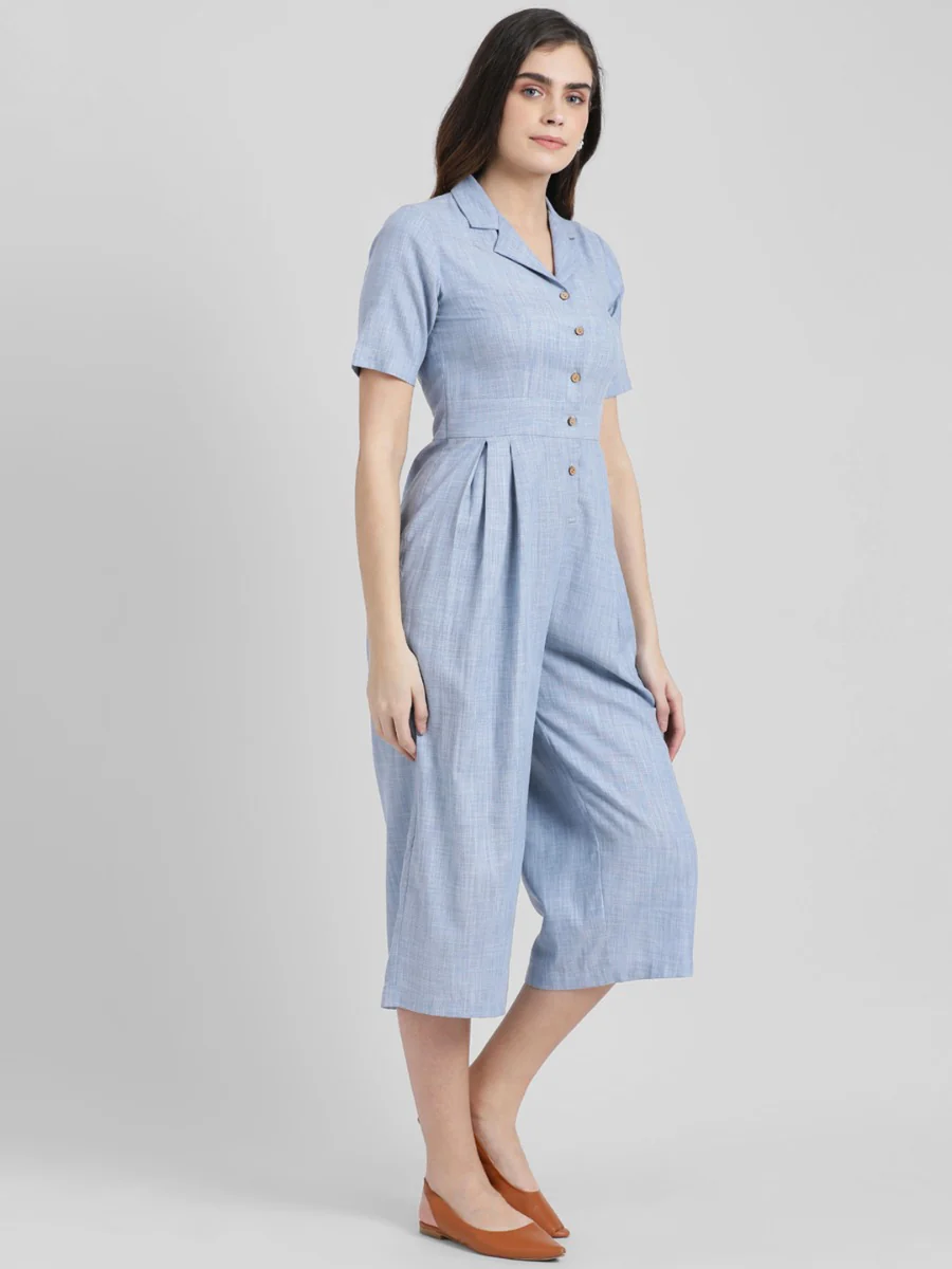 Blue Solid Basic Jumpsuit - Image 4