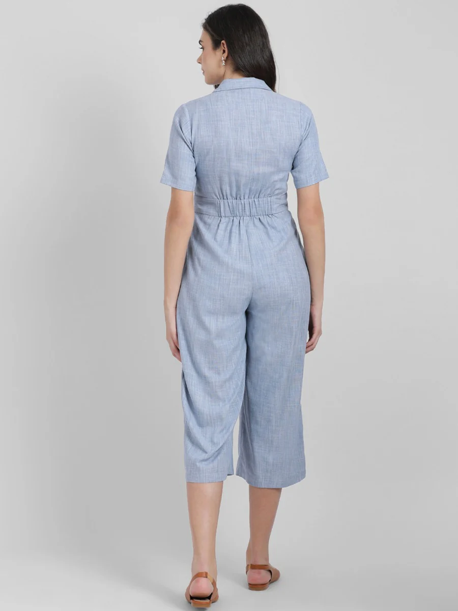 Blue Solid Basic Jumpsuit - Image 5