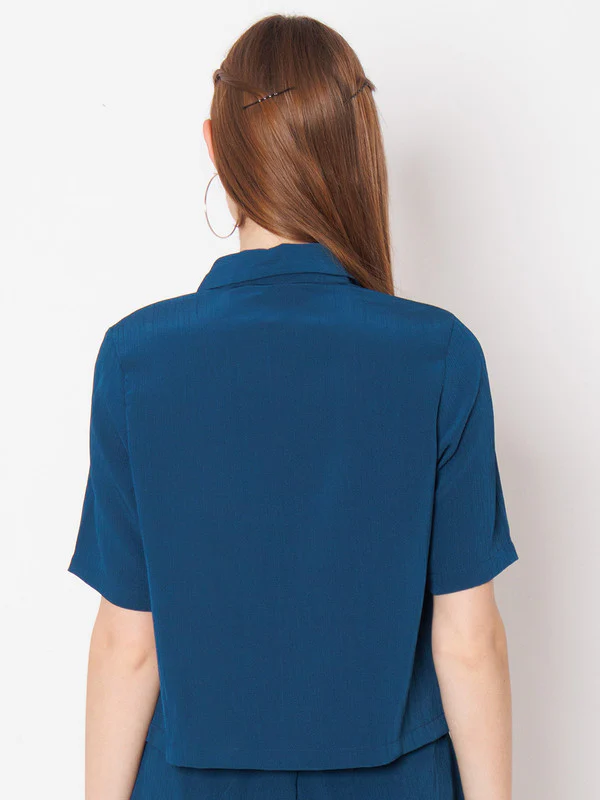 Blue Solid Basic Shirt - Image 4