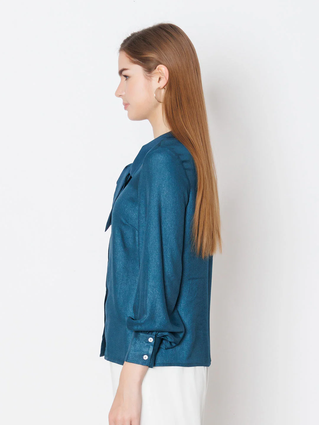 Blue Solid Basic Tie Up Shirt - Image 3
