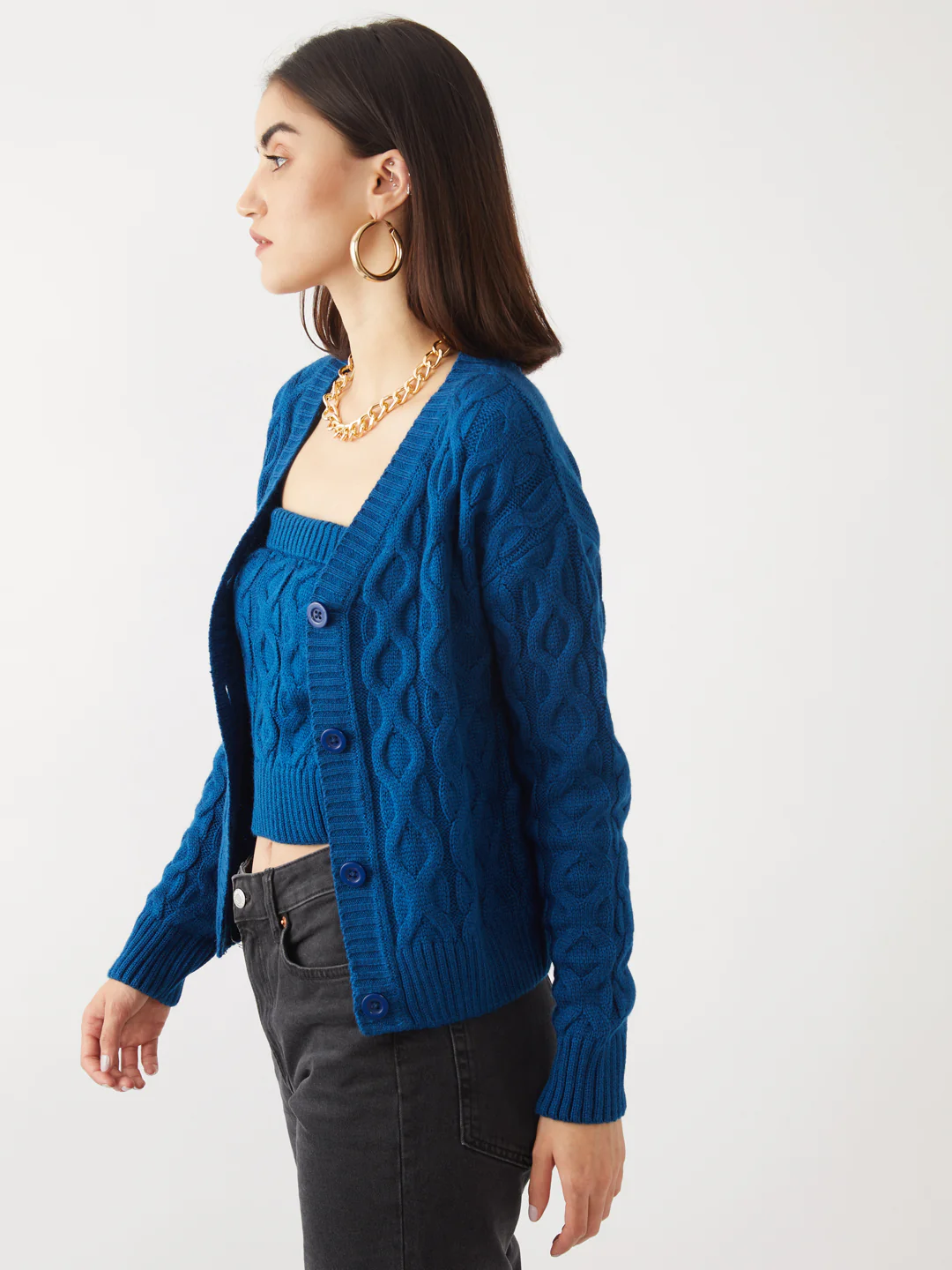 Blue Solid Crop Co-ords - Image 3
