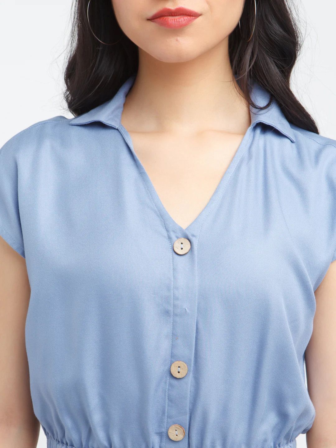 Blue Solid Crop Top - Image 6