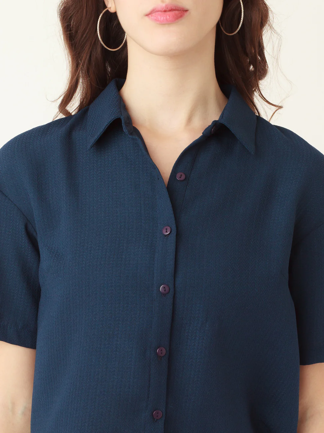 Blue Solid Cropped Top - Image 6